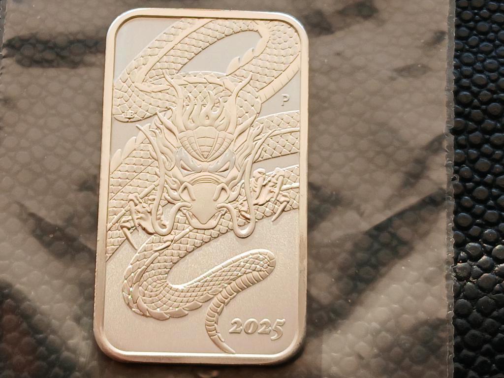 2025 Australia 1 oz silver Dragon Rectangle BU, Ophalen of Verzenden, Zilver