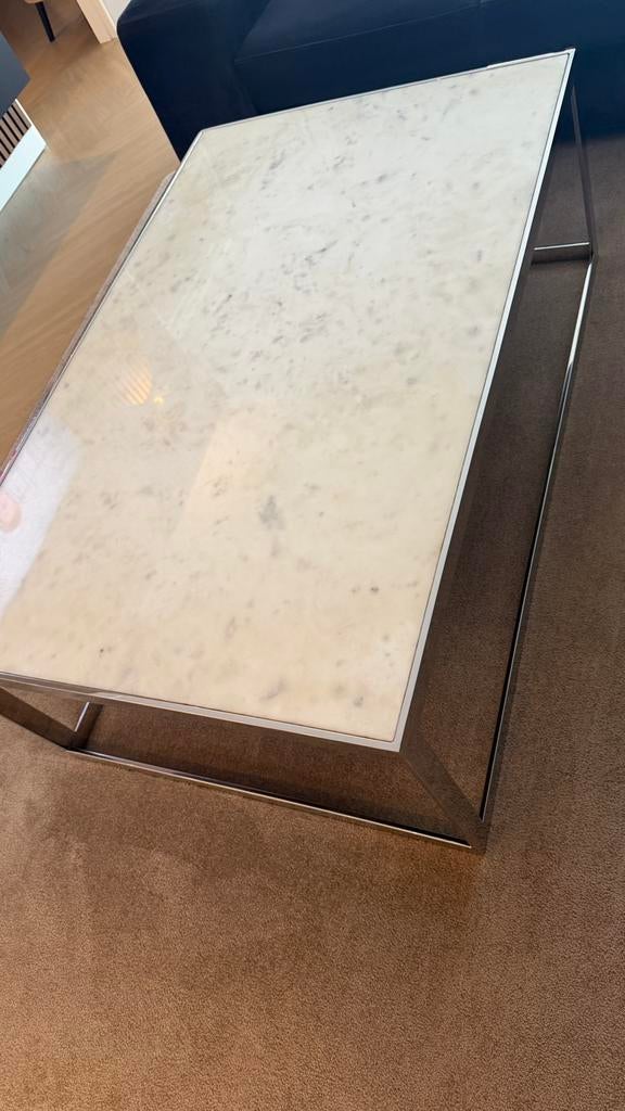 Echte marmer salontafel, Huis en Inrichting, Tafels | Salontafels, 50 tot 75 cm, Marmer salon tafel, Zo goed als nieuw, Rechthoekig
