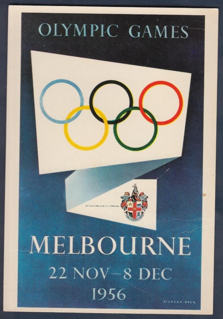 Olympische Spelen 1956 Melbourne  Antik Prints, Ophalen of Verzenden, 1940 tot 1960, Ongelopen, Overige thema's