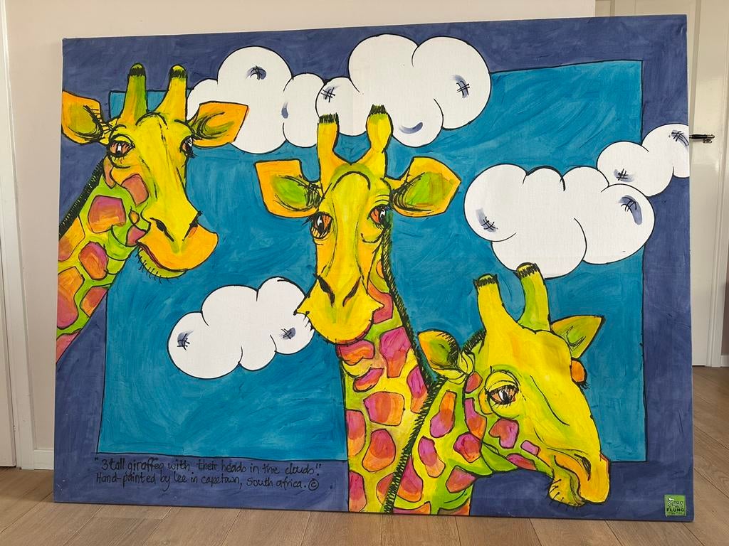 Kunst doek met giraffen uit Afrika, Antiek en Kunst, Ophalen