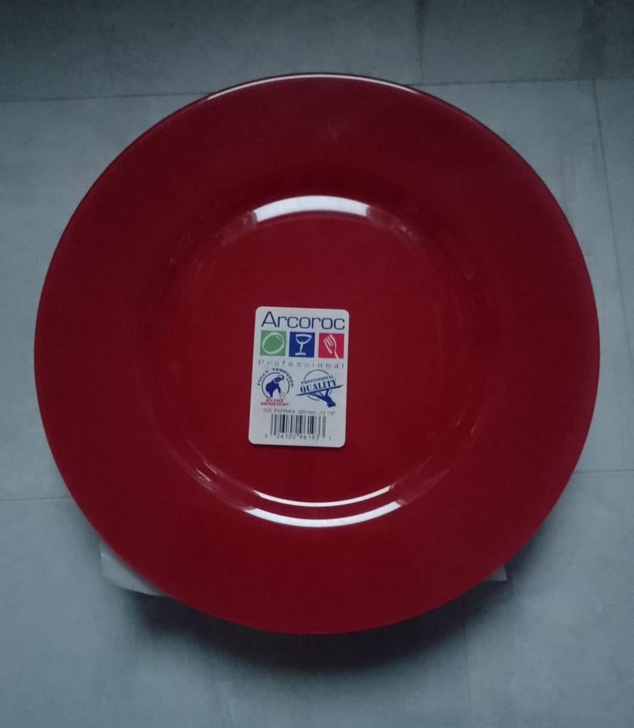 Arcoroc glazen onderborden 32 cm (rood), nieuw, Nieuw, Ophalen of Verzenden, Glas, Bord(en)