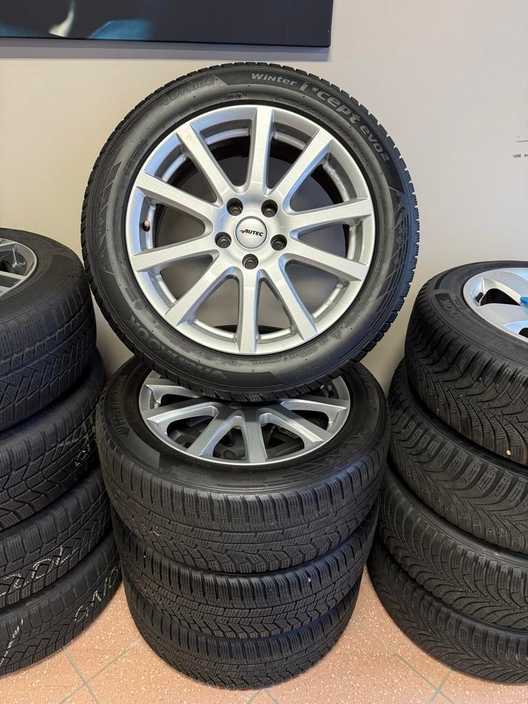 VW 5x112 Winterset Hankook 215/55R17 - 5mm profiel, Ophalen, Banden en Velgen, 17 inch, Winterbanden