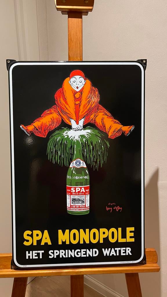 Vintage SPA Monopole Emaille Reclamebord, Verzamelen, Merken en Reclamevoorwerpen, Ophalen, Nieuw, Reclamebord
