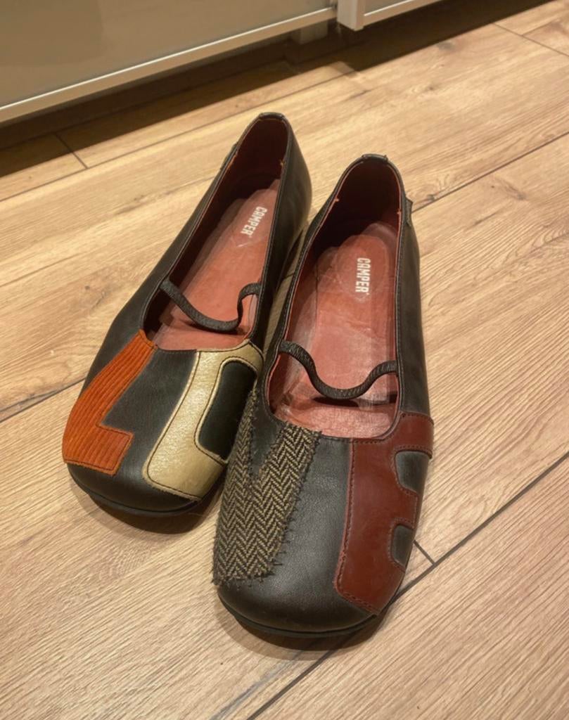 Camper Twins ballerinas - maat 40, Bruin, Zo goed als nieuw, Ballerina's, Ophalen of Verzenden