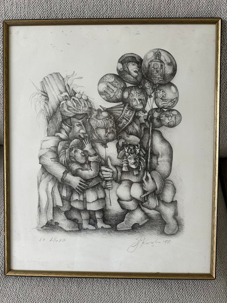 Vastenavond Krabbegat in Bergen op Zoom - Litho/Tekening, Ophalen of Verzenden
