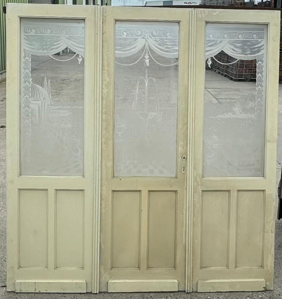 3 delige set geëtste openslaande deuren 220x206cm, Ophalen