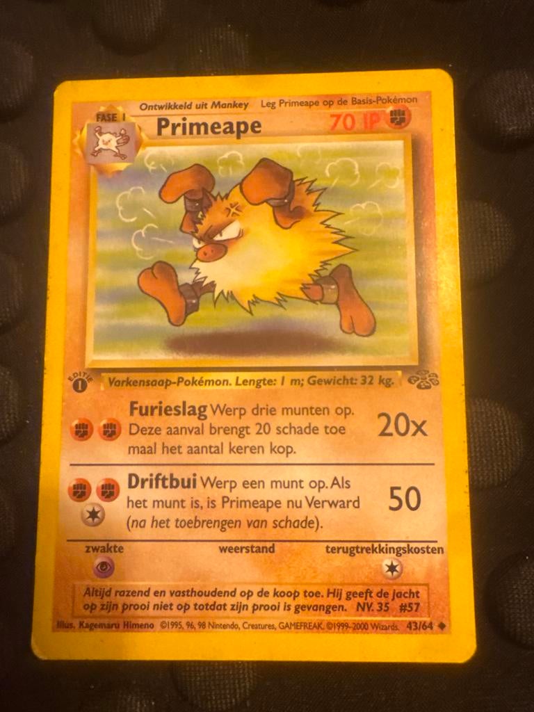 Primeape Pokémonkaart - Zeldzaam! Nederlands, Ophalen of Verzenden, Gebruikt, Losse kaart