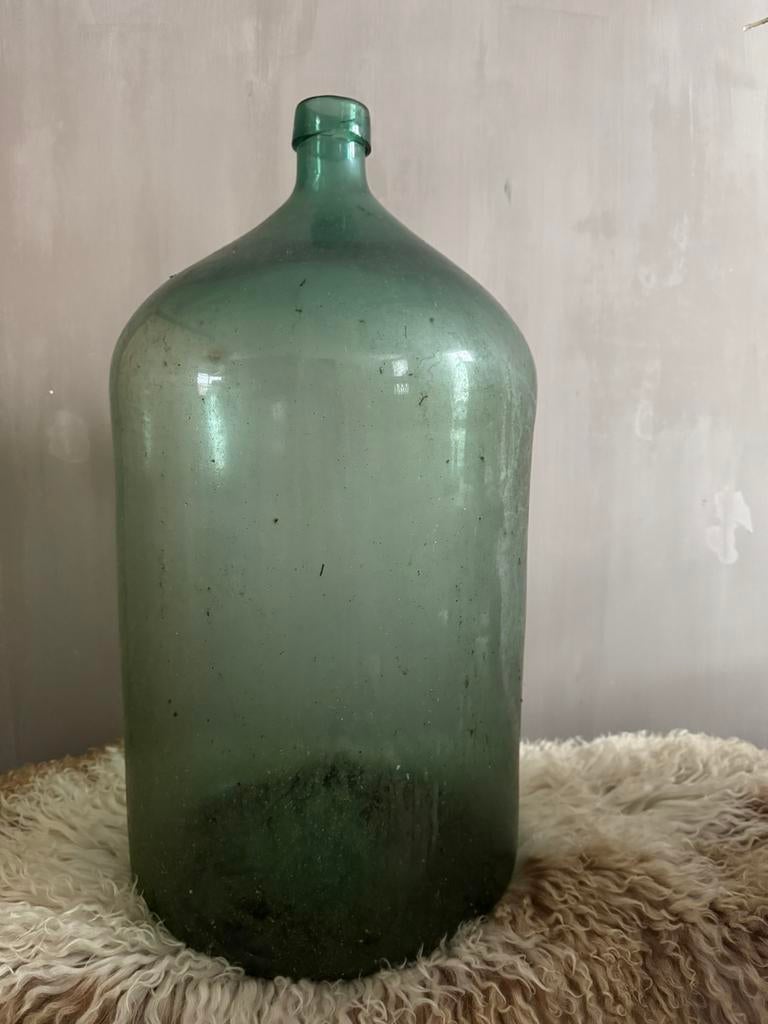 Oude Glazen gistfles grote wijnfles, Ophalen