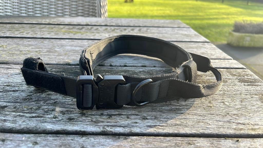 Halsband hond,  zwart, metalen sluiting, handgreep, Dieren en Toebehoren, Hondenhalsbanden en Penningen, Ophalen of Verzenden