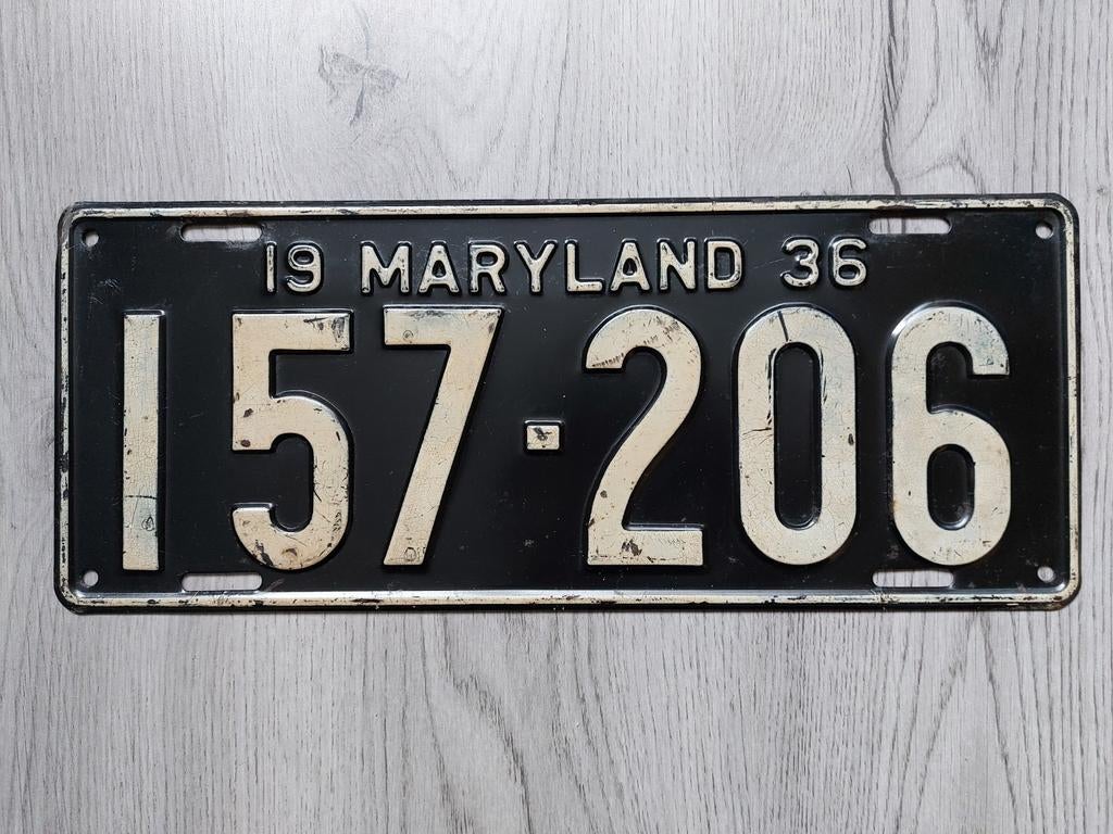Kentekenplaat 1936 Maryland USA Nummerplaat Nummerbord, Ophalen of Verzenden, Gebruikt, Auto's