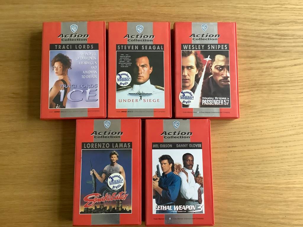 Vijf action collection verzameling videobanden, Cd's en Dvd's, Vanaf 12 jaar, Ophalen of Verzenden, Gebruikt, Actie en Avontuur