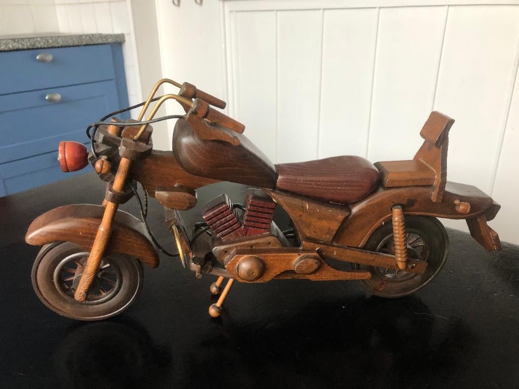 Mooie houten motorfiets, Verzenden