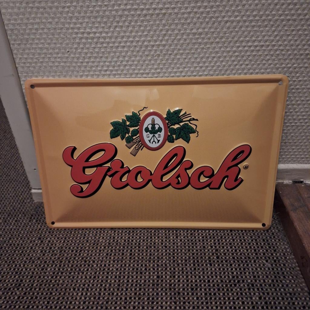 Grolsch bord, Verzamelen, Ophalen of Verzenden, Gebruikt, Reclamebord, Plaat of Schild, Grolsch
