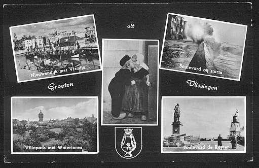 Groeten uit Vlissingen klederdracht / 5 luik, Ophalen of Verzenden, 1960 tot 1980, Gelopen, Zeeland