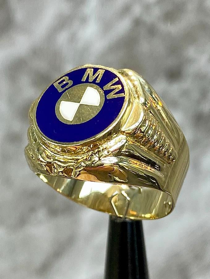 14k Gouden BMW Ring, 18 tot 19, Heer, Ophalen of Verzenden, Zo goed als nieuw