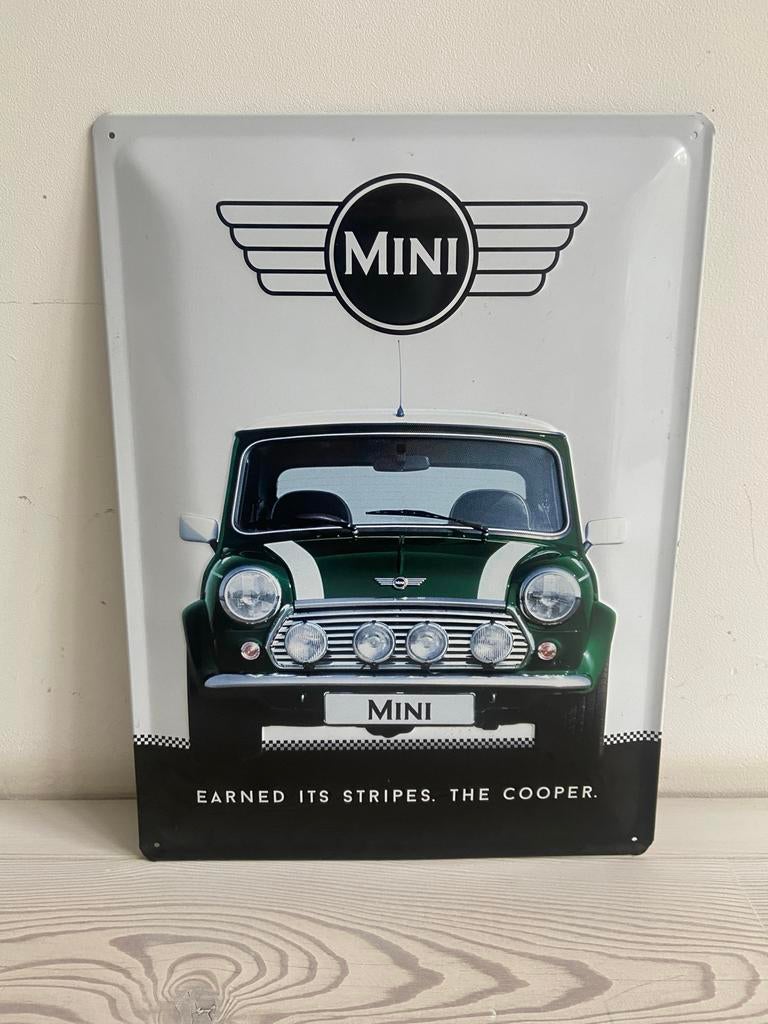 Classic Mini Cooper Blikken Bord v Art Germany, Auto diversen, Autostickers, Ophalen of Verzenden
