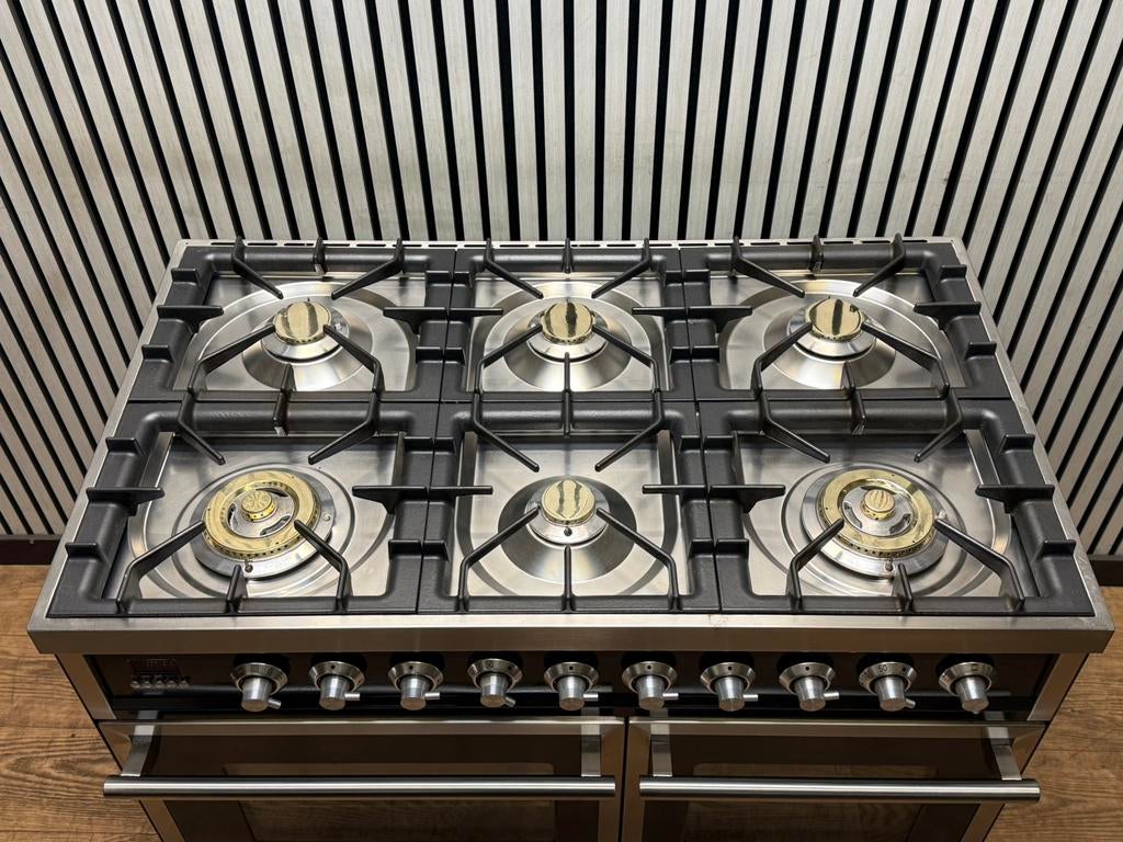 Luxe Boretti 6 pits antraciet met  2 ovens 100 cm, Fornello Esperta, Ophalen of Verzenden, Zo goed als nieuw, Energieklasse A of zuiniger