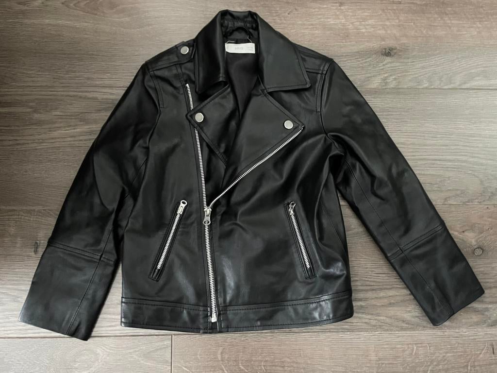 Lederlook jas mango mt 122, Ophalen of Verzenden, Zo goed als nieuw, Meisje, Jas