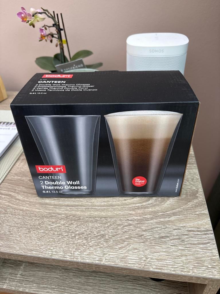 Bodum Canteen Dubbelwandige Thermoglazen 0.41L (2 stuks), Huis en Inrichting, Keuken | Servies, Ophalen, Glas of Glazen, Nieuw