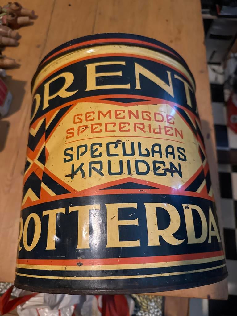 Groot Overenta Speculaas Kruiden Blik - 28x30 cm, Verzamelen, Blikken, Ophalen, Gebruikt, Overige, Overige merken