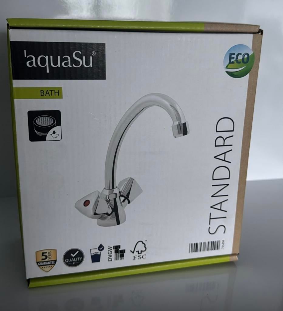 Partij AquaSu wastafelkranen - Nieuw in doos, Doe-het-zelf en Verbouw, Sanitair, Ophalen of Verzenden, Nieuw, Chroom, Kraan