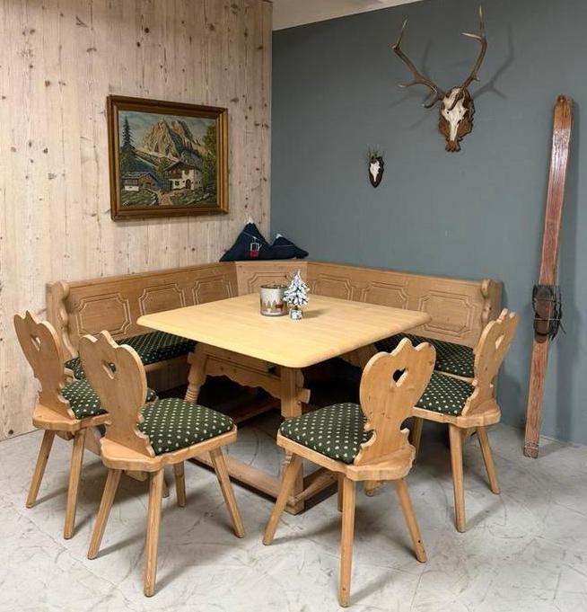 Oostenrijkse zithoek | Alpen hoekbank met tafel en stoelen, Ophalen