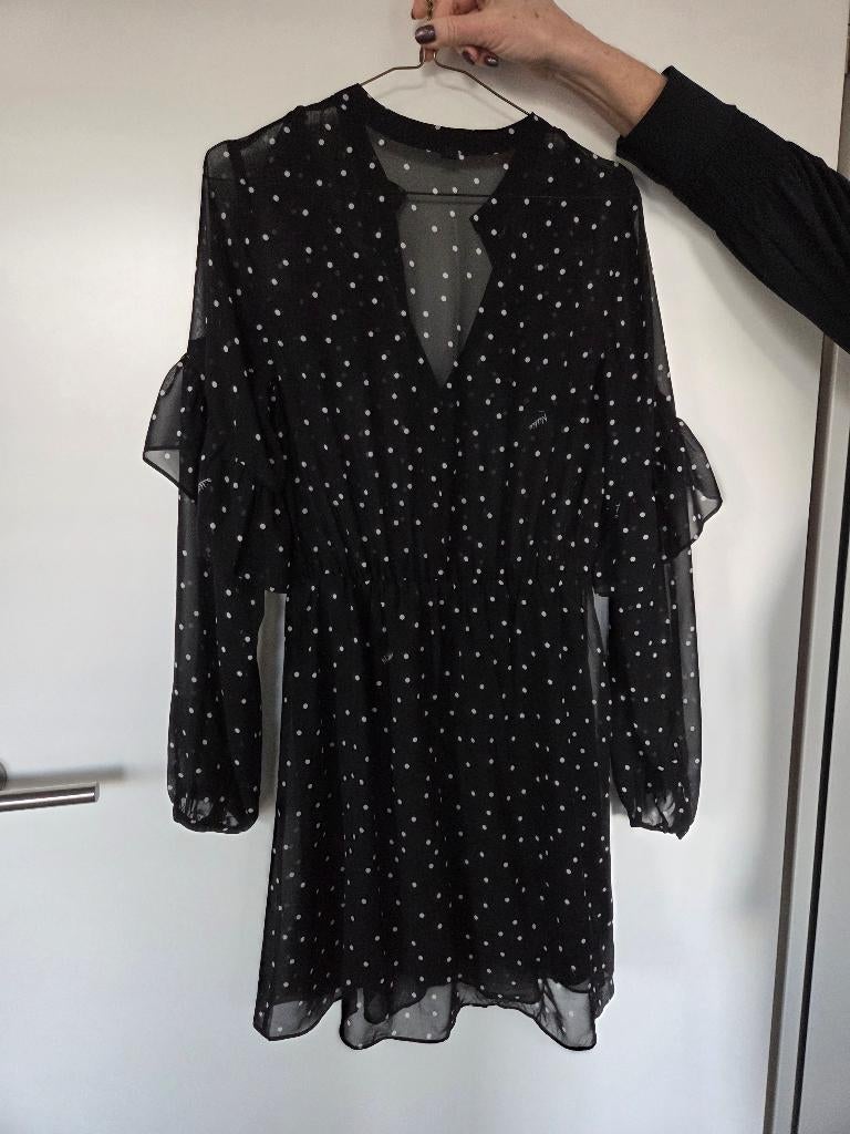 Nikkie zwarte jurk met witte stippen maat 34 nieuw, Kleding | Dames, Jurken, Zwart, Nieuw, Ophalen of Verzenden, Nikkie