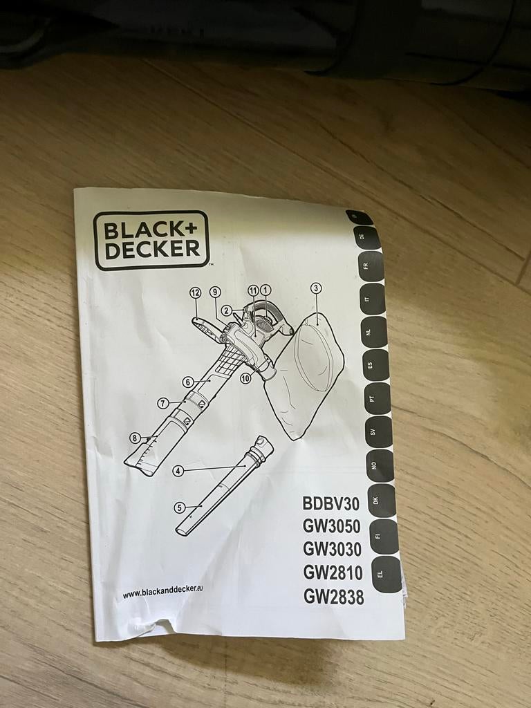 Black & Decker Bladblazer GW3030 - 3000W, Ophalen, Handgedragen, Zo goed als nieuw, Met opvangzak