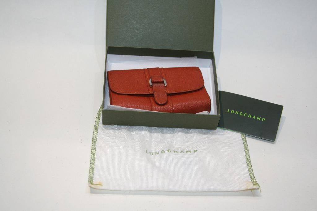 Longchamp Kombi portemonnee / brieftas generfd kalfsleder, Overige merken, Gebruikt, Verzenden, Beige