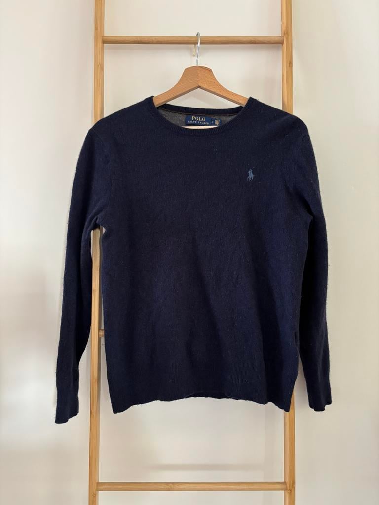 Donkerblauwe wollen trui Ralph Lauren, Ophalen of Verzenden, Zo goed als nieuw, Maat 38/40 (M), Blauw