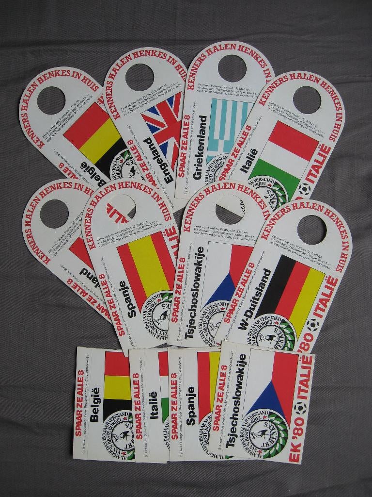 8 complete stickers van Henkes - EK voetbal '80 in Italië, Verzamelen, Merken en Reclamevoorwerpen, Ophalen of Verzenden, Nieuw