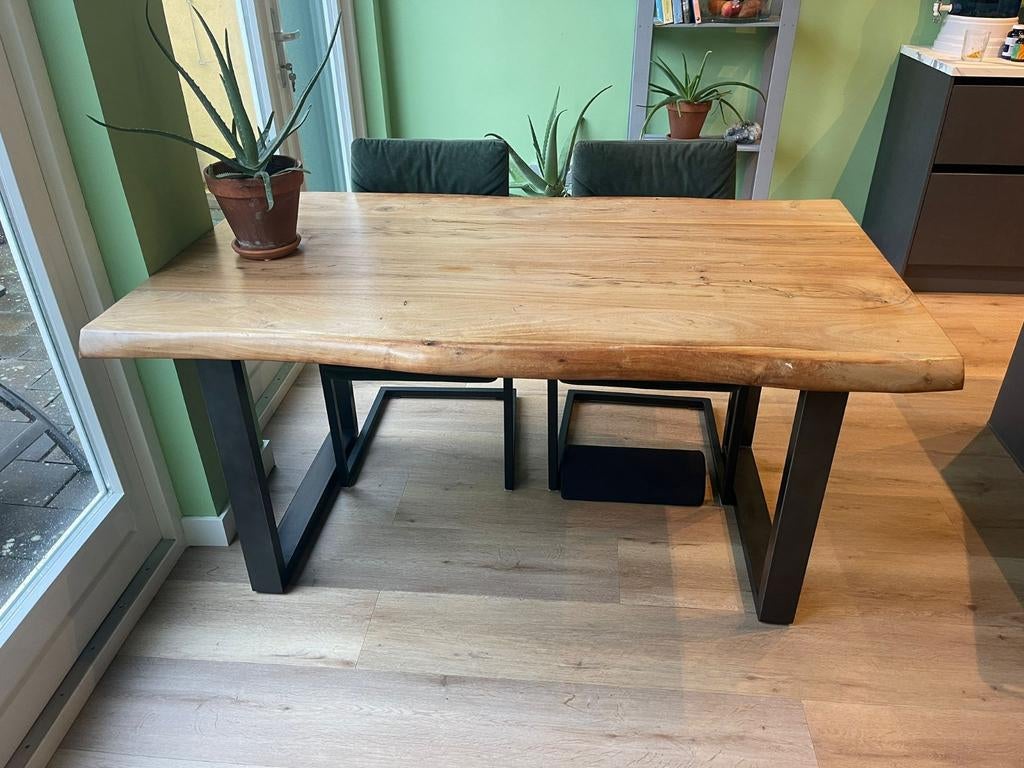 Recente eethoek met 4 comfortabele stoelen, Ophalen of Verzenden, Zo goed als nieuw, Vier personen, Overige houtsoorten