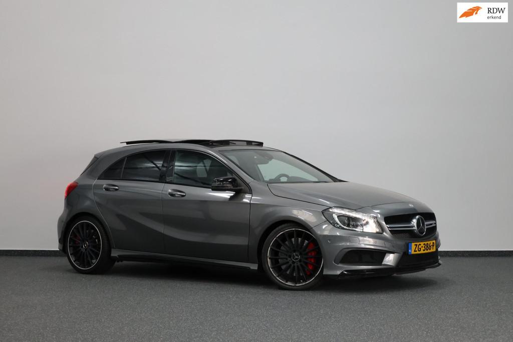 Mercedes-Benz A-klasse AMG 45 4MATIC 361+PK LED/LEER+S.VERWA, Automaat, Gebruikt, Euro 6, 4 cilinders