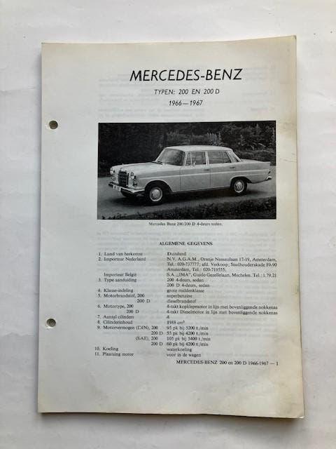 Vraagbaak Mercedes     typen  200 en 200 D     1966 - 1967, Ophalen of Verzenden