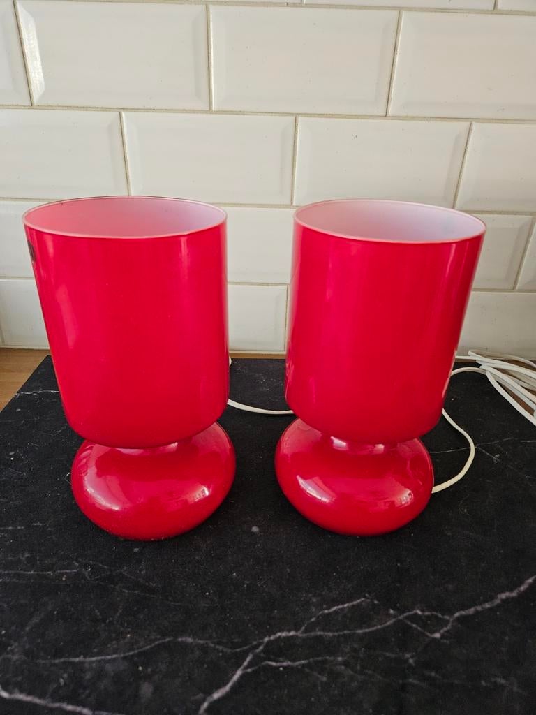 Vintage/retro Lykta mushroom tafellampen set rood, Ophalen, Minder dan 50 cm, Retro, Glas