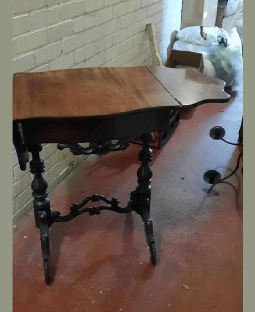 Antieke bijzettafel met inklapbaar blad, Ophalen of Verzenden