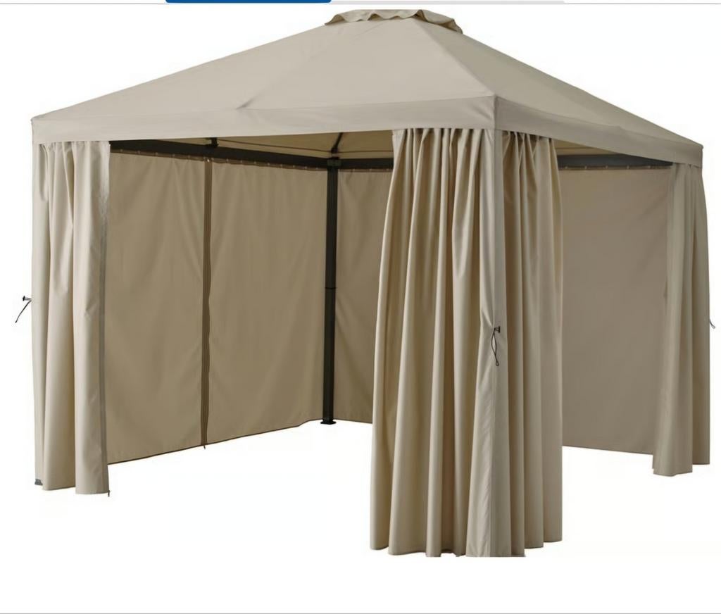 4 blauwegordijnen voor Ikea partytent 3x3 (zonder dak/frame), Tuin en Terras, Partytenten, Ophalen of Verzenden