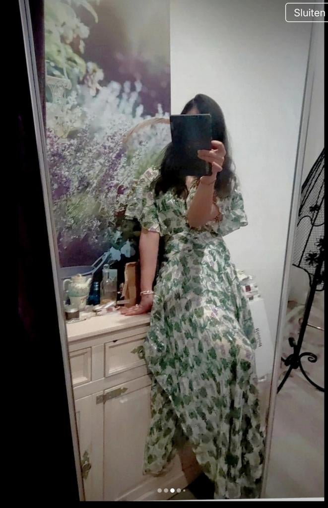 Lange jurk met bloemenprint, Kleding | Dames, Ophalen of Verzenden, Maat 36 (S), Maje, Zo goed als nieuw