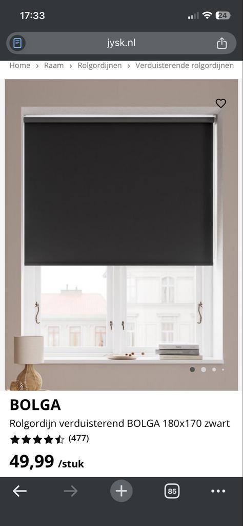 Rolgordijn blackout BOLGA 180x170 zwart, Ophalen, Zwart, 150 tot 200 cm, Nieuw