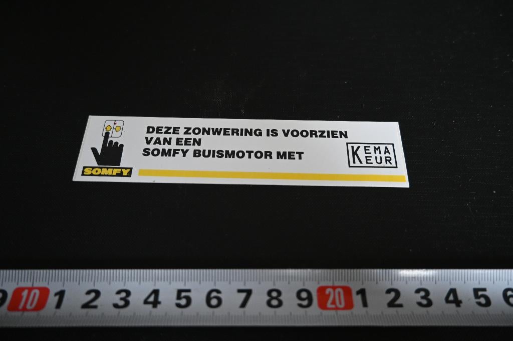sticker SOMFY Deze zonwering is voorzien van een somfy, Ophalen, Zo goed als nieuw