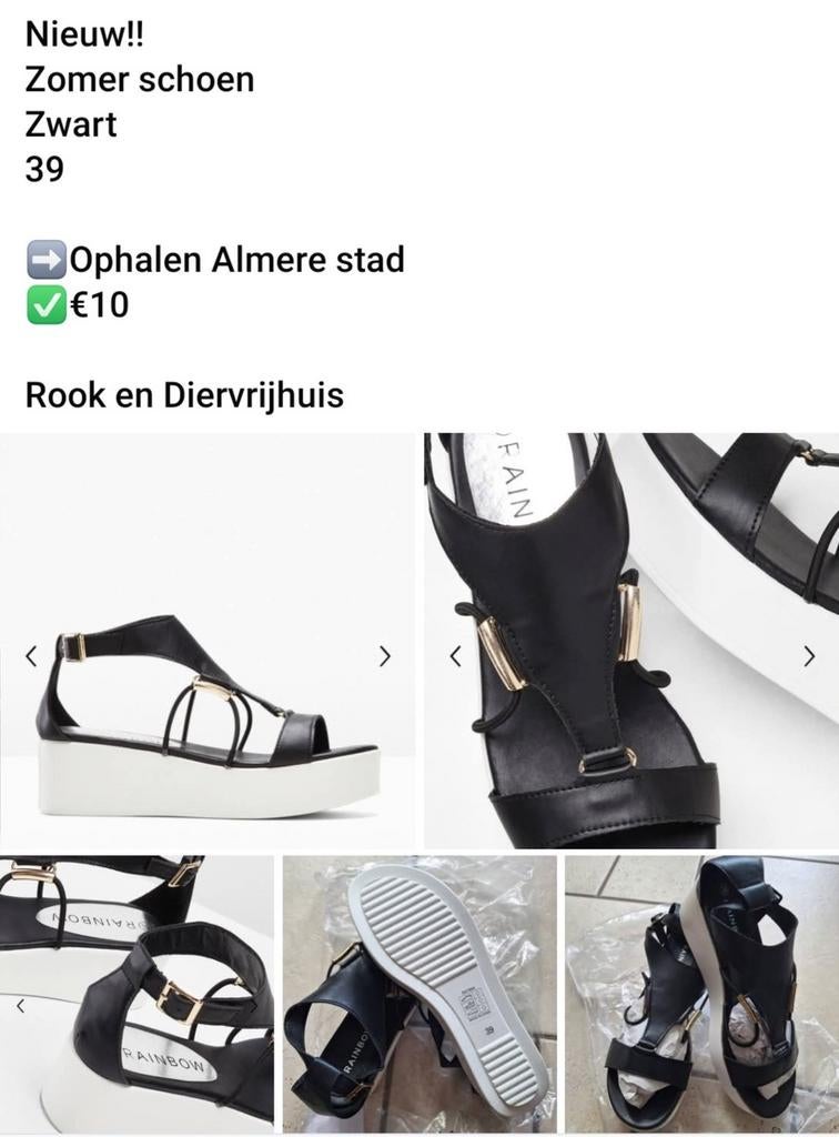 Zomerschoen 🌼 plateau zool 😎 Zwart-wit  39, Ophalen of Verzenden, Meisje, Schoentjes