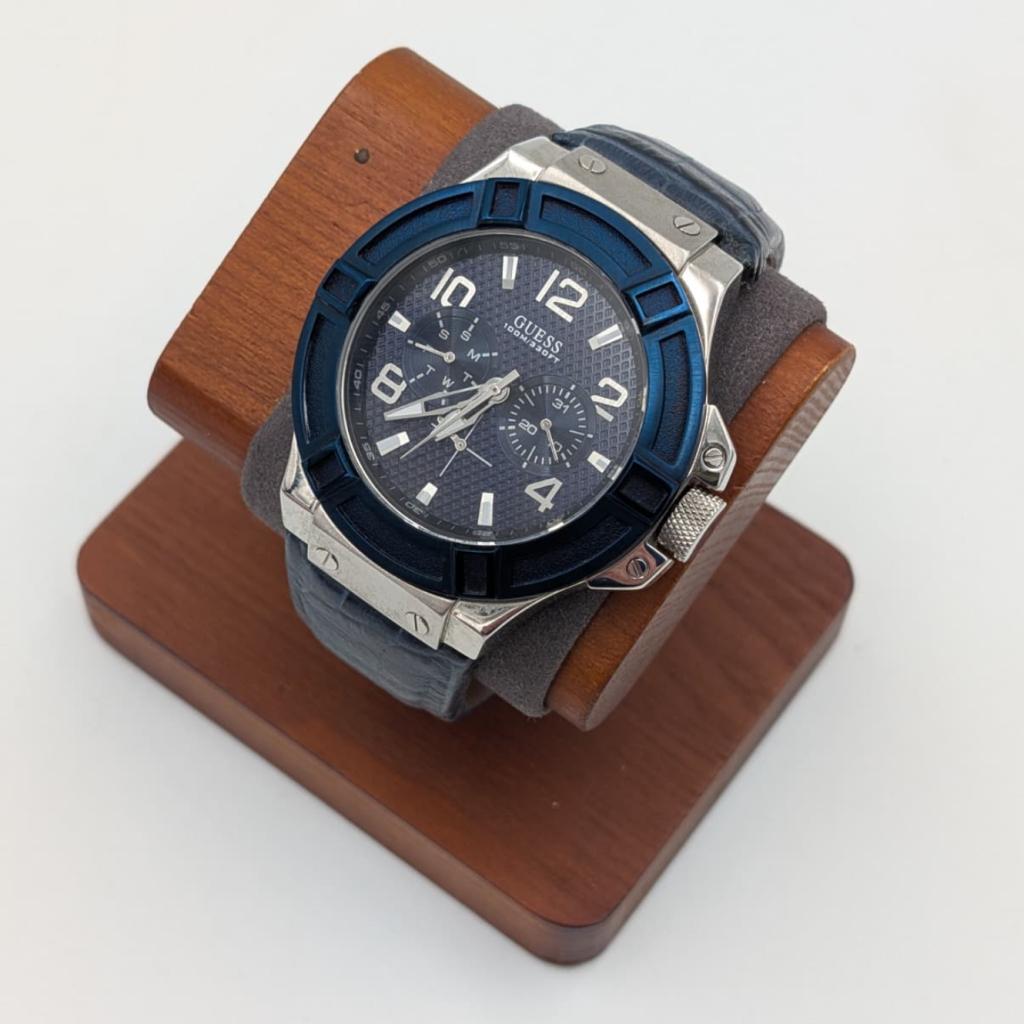 Guess W0040G7 Blue metal lederen band horloge - Nette staat, Ruilrijk, Zo goed als nieuw, Info@ruilrijk.nl, Neerstraat 60, 6041 KD Roermond