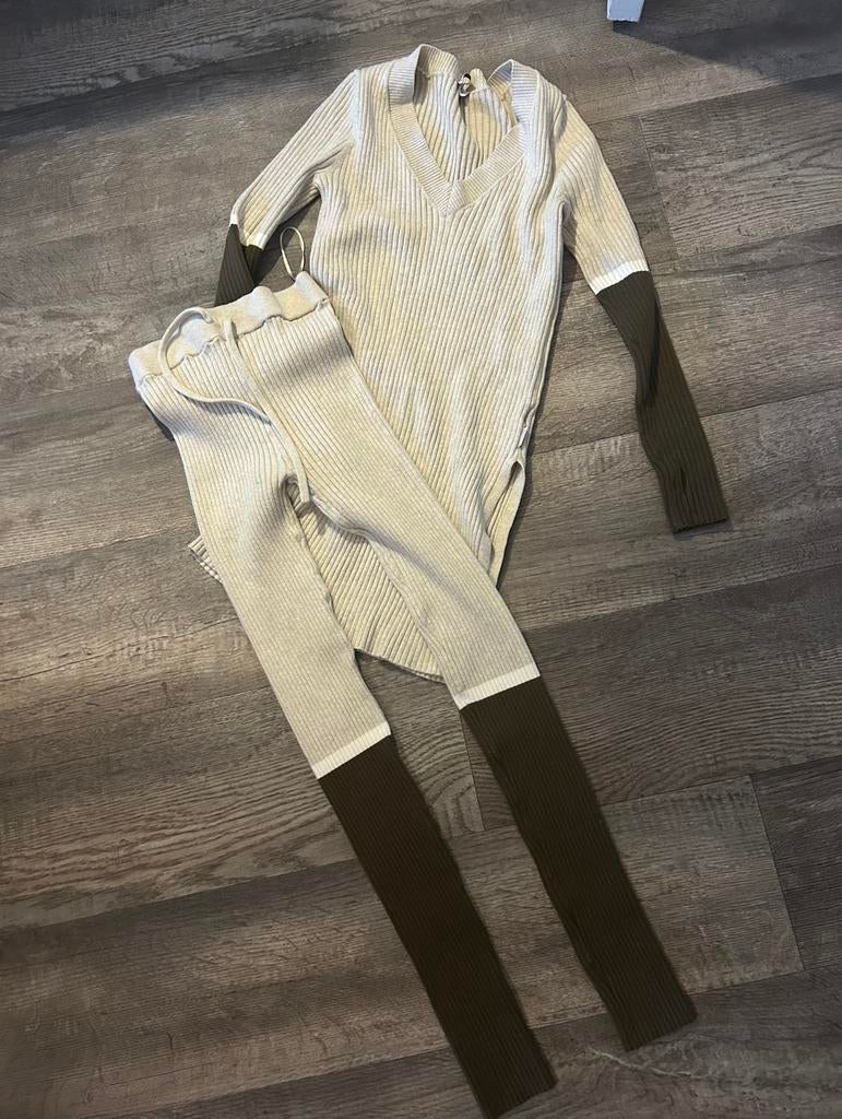 Reinders twinset beige/khaki, maat S/L, Ophalen of Verzenden, Nieuw, Maat 42/44 (L), Beige