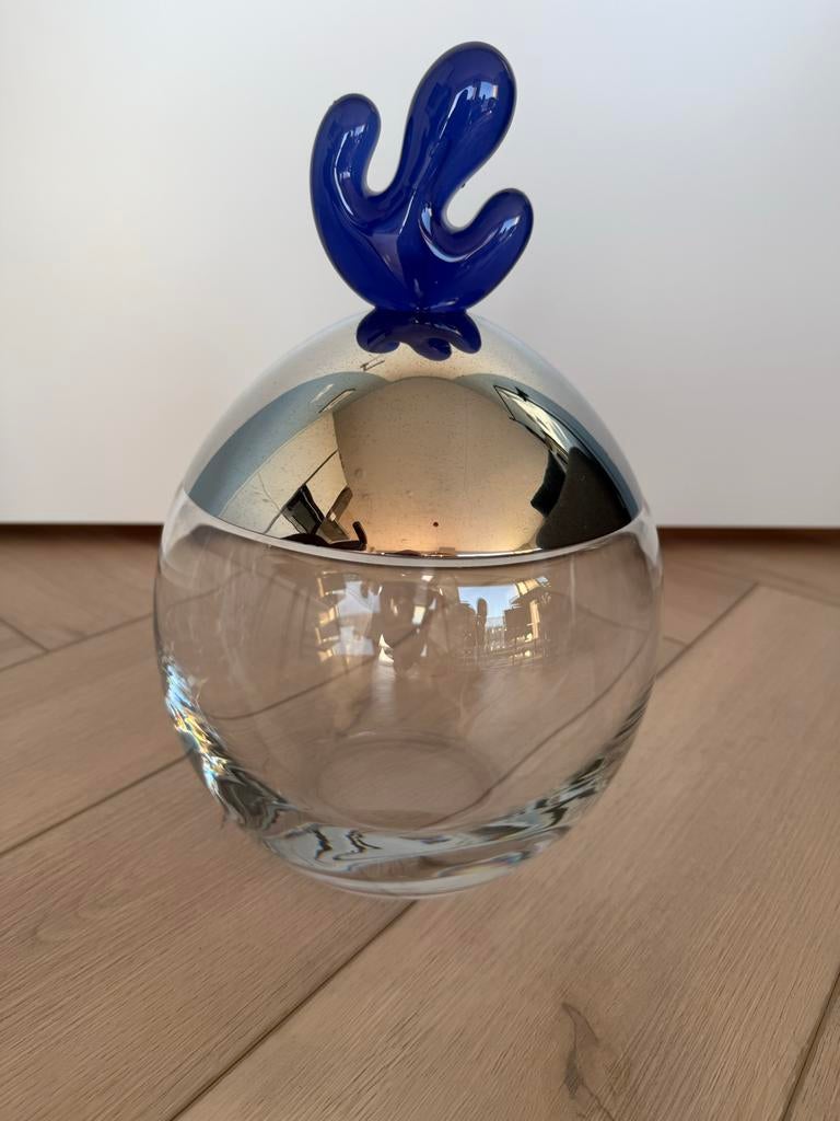 Glazen schaal Alessi met deksel, Schaal, Rond, Ophalen of Verzenden, Glas