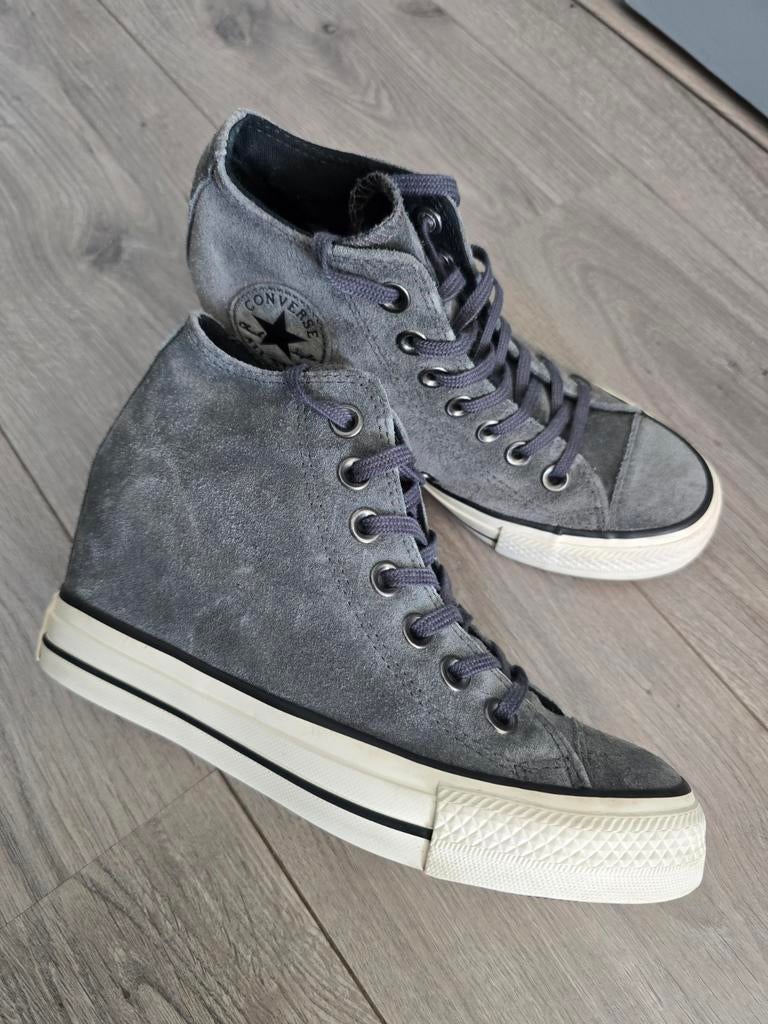 Grijs dames leren sneakers Converse, maat 37 (PW6), Ophalen of Verzenden, Zo goed als nieuw, Grijs, Sneakers of Gympen