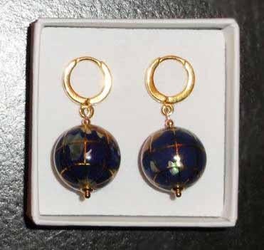 Oorbellen Oorringen Wereldbollen Globes Lapis Lazuli Verguld, Overige materialen, Hangers, Blauw, Nieuw