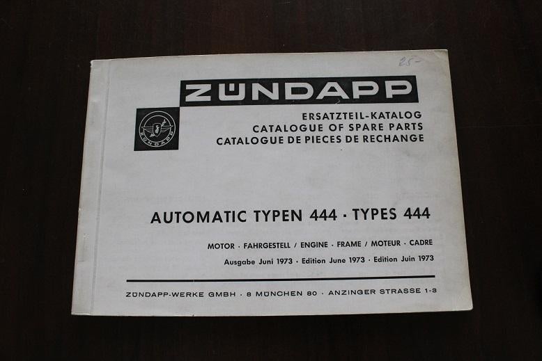 Zündapp Automatic typen 444 1973 ersatzteil katalog mofa, Ophalen of Verzenden, Gebruikt