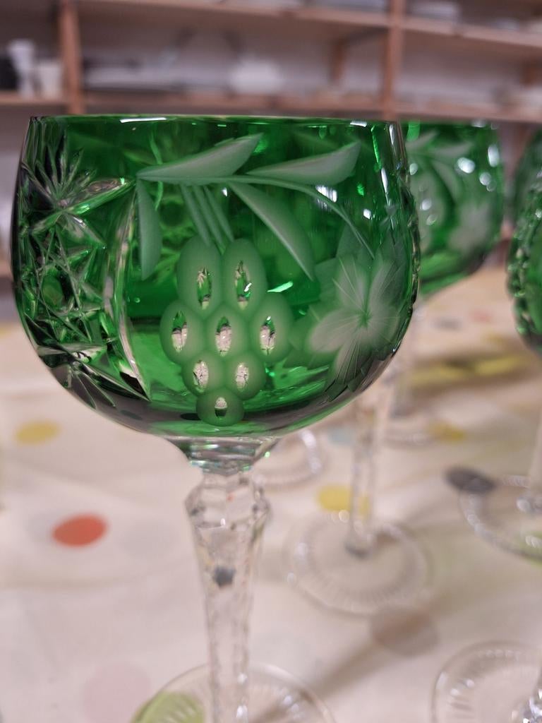 Groene Kristallen Nachtmann wijnglazen WD29, Antiek en Kunst, Ophalen