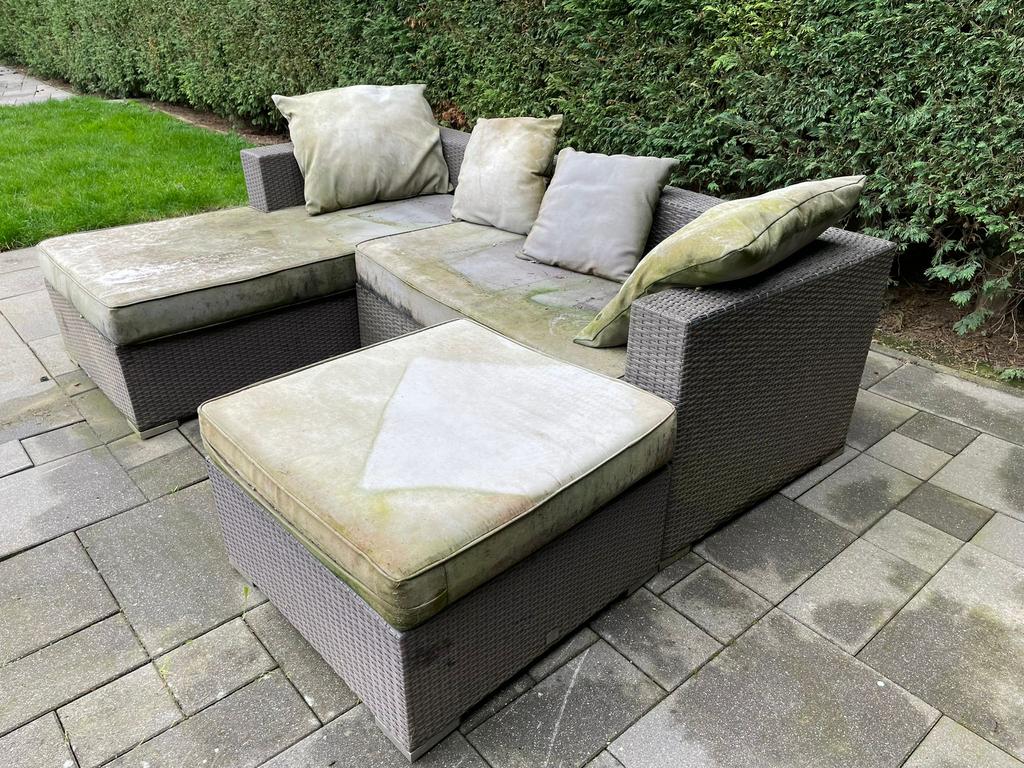 Loungeset met losse hocker, Tuin en Terras, Tuinsets en Loungesets, Ophalen, Gebruikt, Wicker, Hocker
