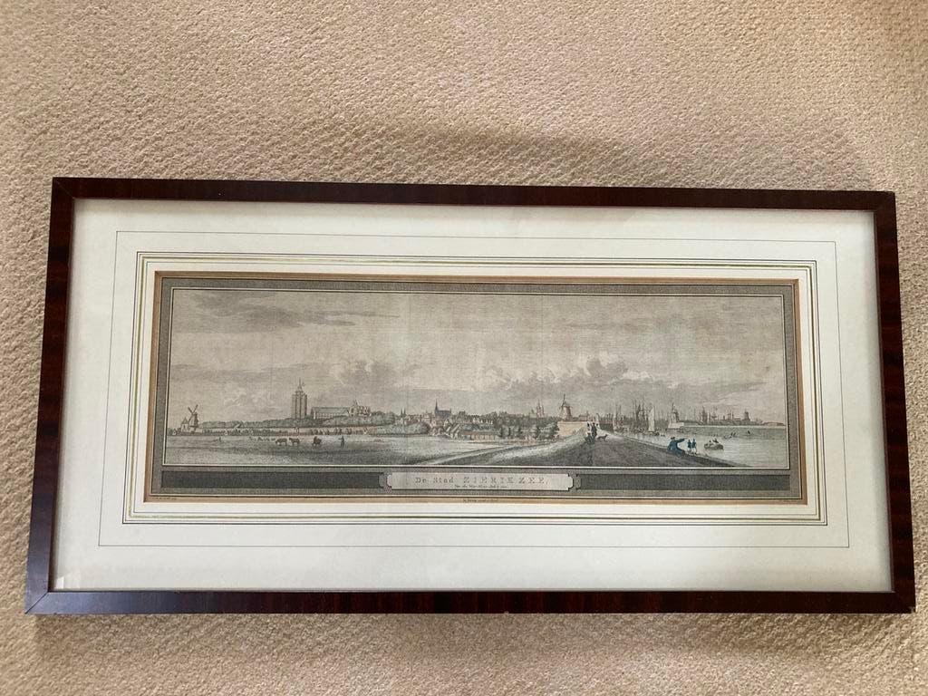 Stad Zierikzee, J.C. Philips 1743, kleur, perfect ingelijst!, Ophalen of Verzenden